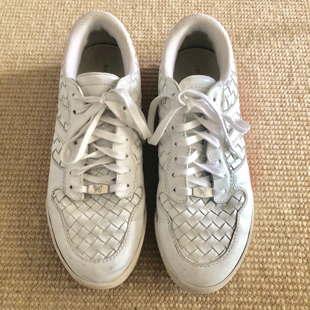 Bottega Veneta Woven Leather white/orange Sneakers